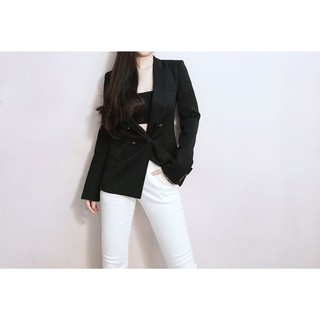 Khoác vest blazer đen 4 nút kim loại