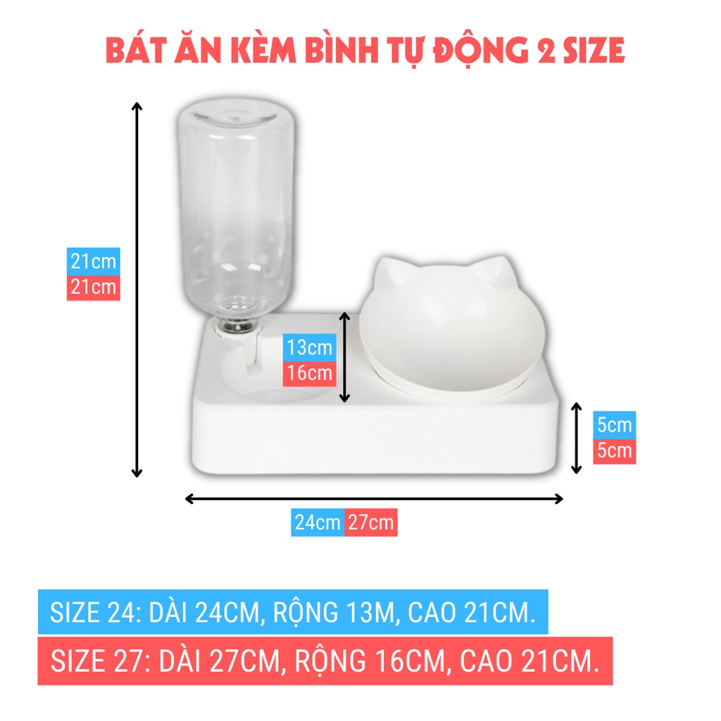 Bát Ăn Size Lớn Tự Động Bơm Nước Chống Gù Lưng Cho Thú Cưng Chó Mèo BA8153 MIAOCAT
