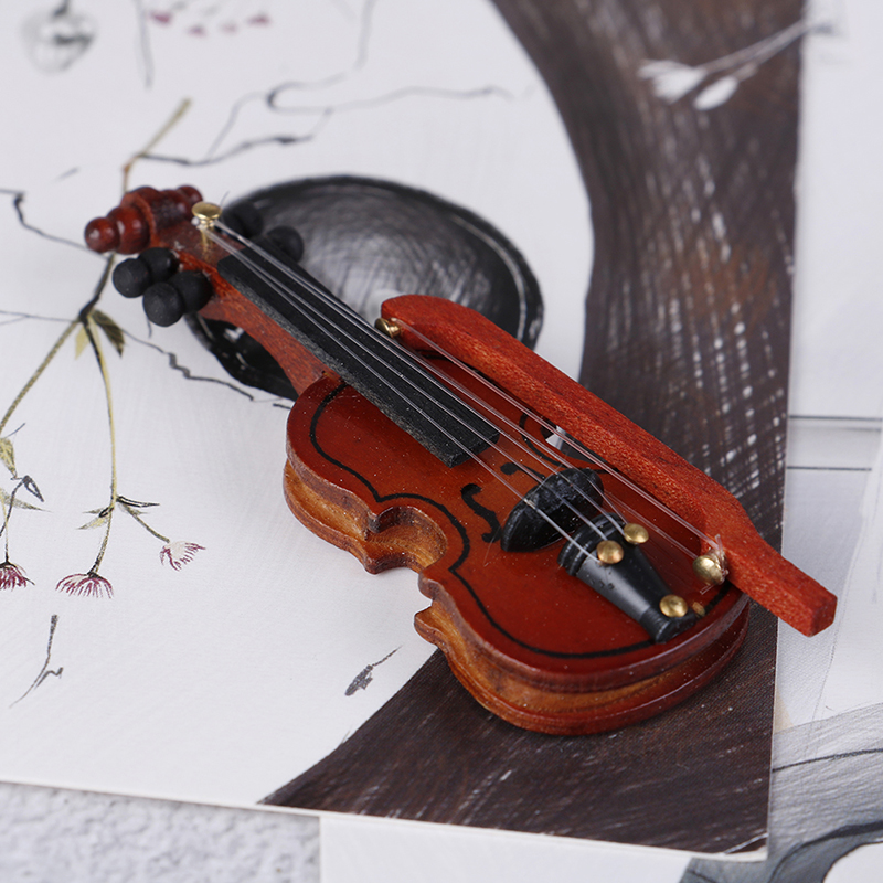 Đàn Violin Mini Bằng Gỗ Dùng Để Trang Trí Nhà Búp Bê