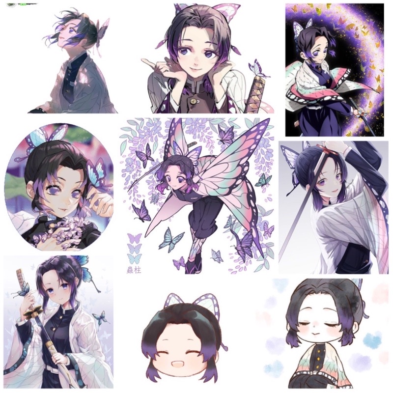 30-60 Sticker Kochou shinobu Kimetsu no yaiba / hình dán trùng trụ