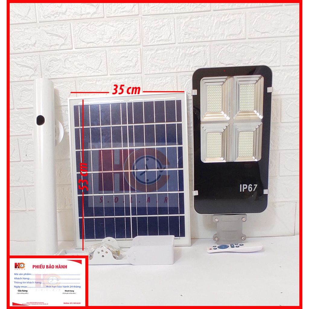 Đèn Led pha năng lượng mặt trời bàn chải HC SOLAR LIGHT 200W –  4 khoang, Vỏ nhôm, Tấm pin NLMT rời, Ánh sáng trắng