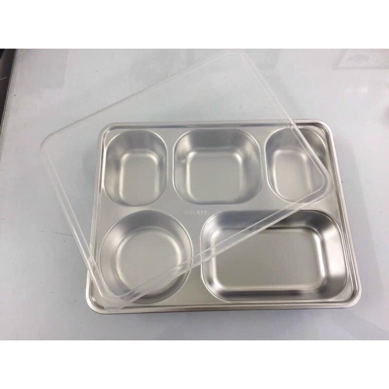 khay cơm inox có nắp đậy