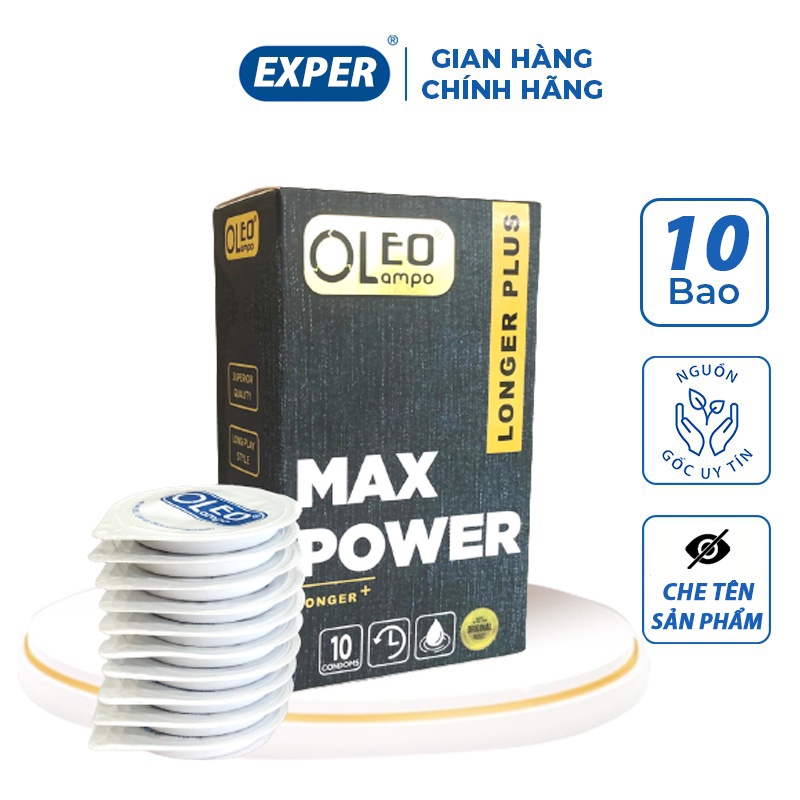 Bao cao su Max Power hộp 10 cái, bcs hương dâu gân gai cổ thắt kéo dài thời gian