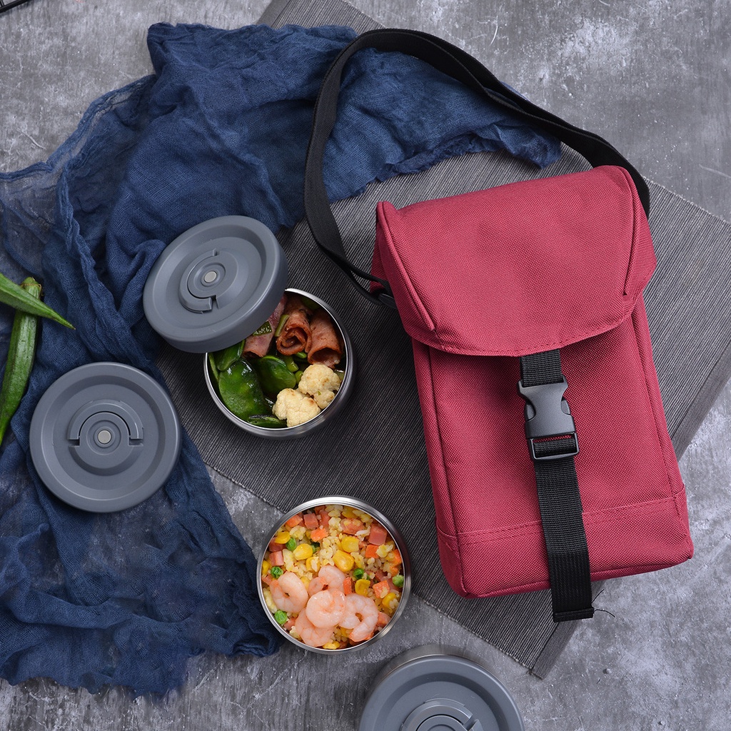Bộ Hộp Cơm Giữ Nhiệt Easy Take Lunch Box Lock&amp;Lock LHC8034 2 Lít Màu Hồng Kèm Túi