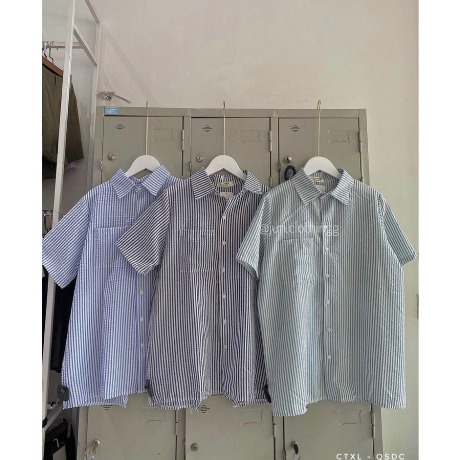 áo sơ mi sọc kẻ xẻ sau, áo babydoll sọc kẻ xẻ sau có [video+ ảnh thật] A360