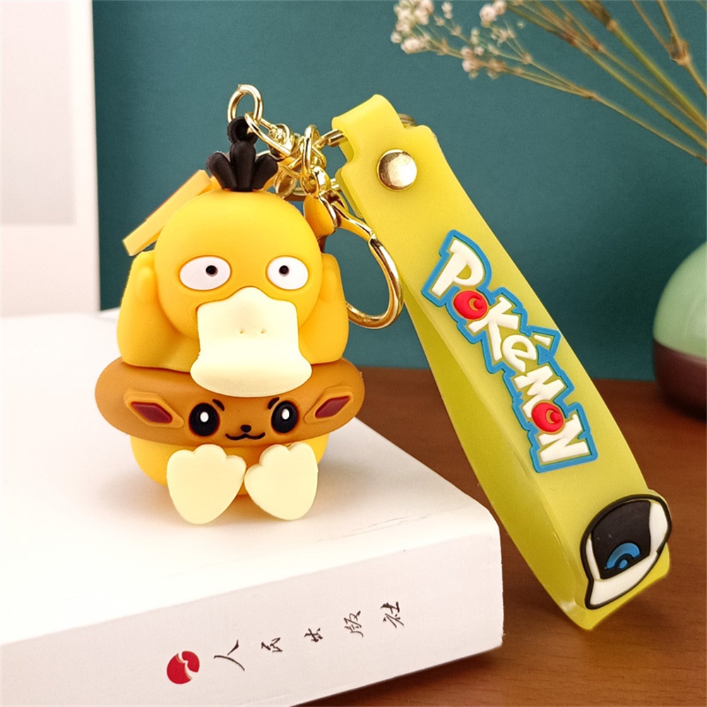 2022 New Psyduck phim hoạt hình phim hoạt hình Pokémon lên đến vịt Keychain Net Màu Đỏ sáu món quà nhỏ móc chìa khóa xe