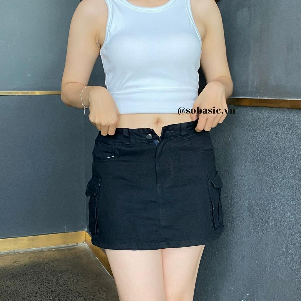 Chân váy chữ A kaki thiết kế túi hộp form body sexy Sobasic chất dày dặn có quần trong | BigBuy360 - bigbuy360.vn