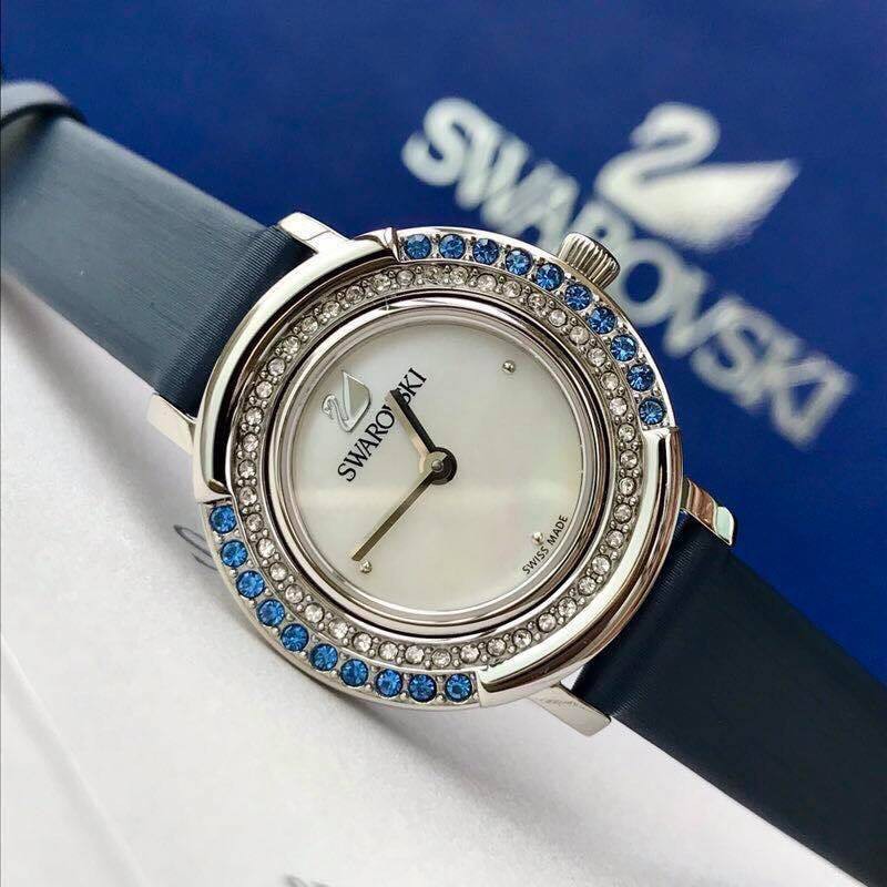 Đồng Hồ Nữ Swarovski Dây Da Xanh Navy 5243722 28mm Chính Hãng
