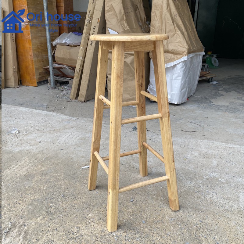Ghế đôn gỗ cao su lắp ráp - Ghế qoài bar cao 80cm - Nội thất Ori