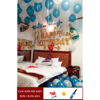 Set Trang Trí Sinh Nhật Bóng Happy Birthday (Kèm bơm+băng keo+ruy băng)