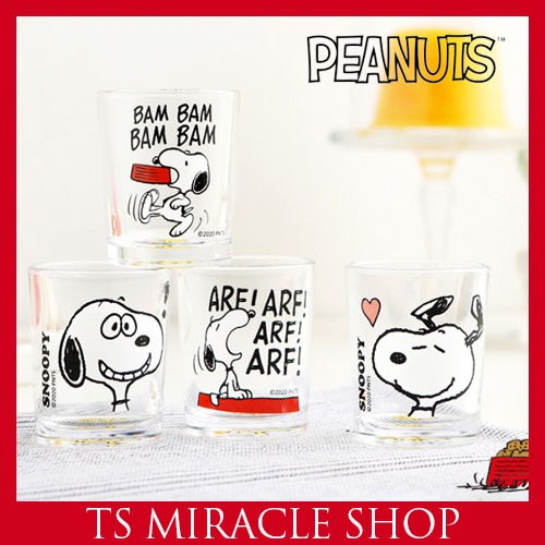 Set 4 ly thủy tinh mini in hình Snoopy dễ thương