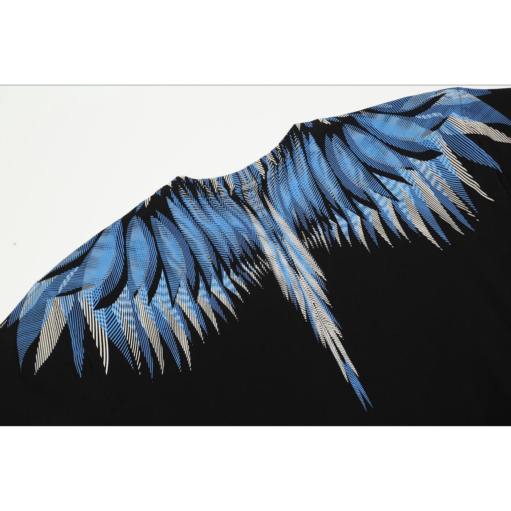 Áo Thun Đen Tay Ngắn In Hình Đôi Cánh Cá Tính Hợp Thời Trang