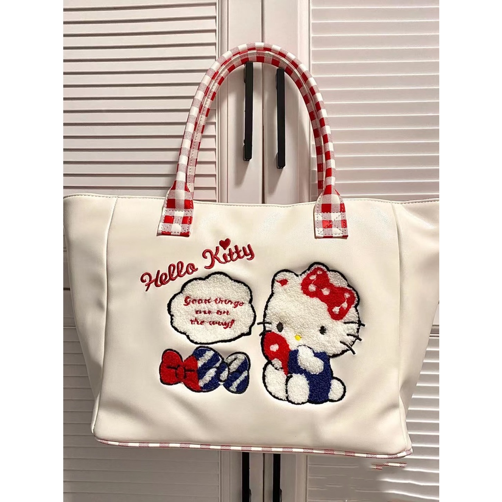Túi Đeo Chéo Mới. Hawang Túi tote Đeo Vai Sức Chứa Lớn Thêu Hình Hello Kitty Ngọt Ngào Dễ Thương Cho Nữ Sinh Dự Tiệc