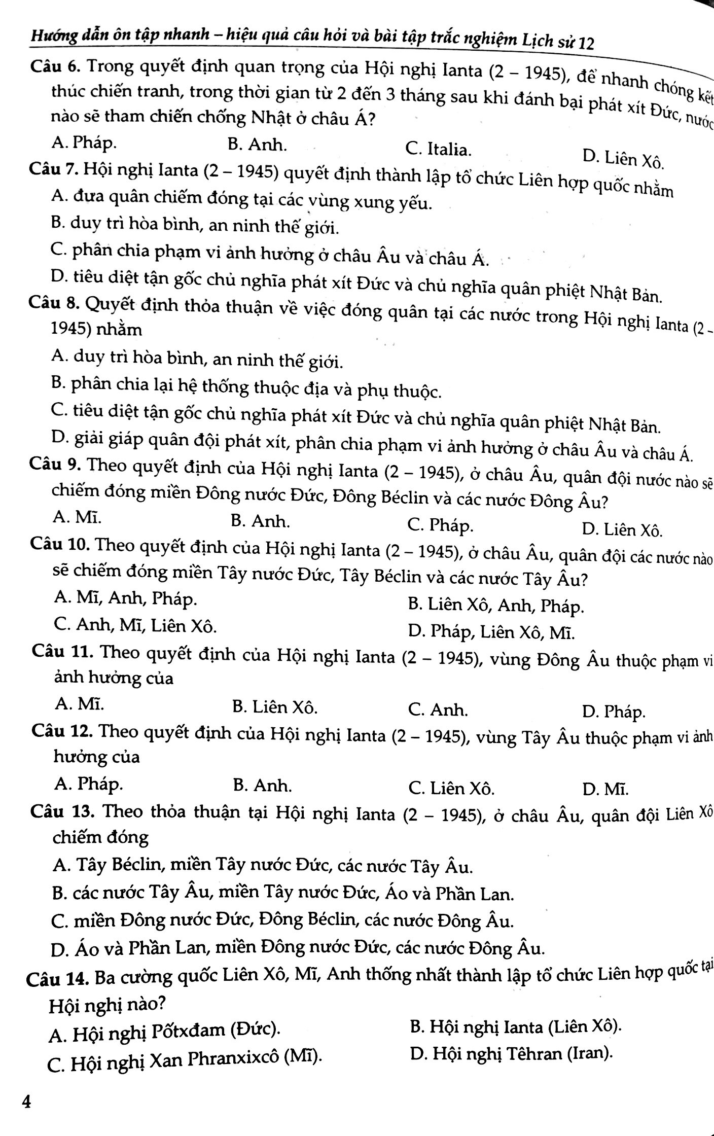 Sách - Hướng Dẫn Ôn Tập Nhanh - Hiệu Quả Câu Hỏi Và Bài Tập Trắc Nghiệm Lịch Sử 12