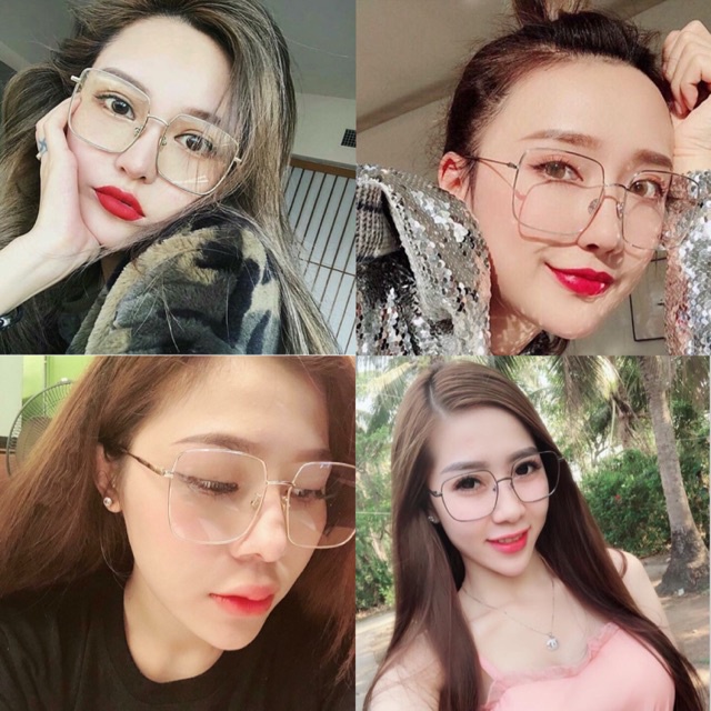 Mắt Kính Thời Trang Hot Girl Gọng Cận Form Vuông K16 Chống Chói Cực Đẹp - Hazo