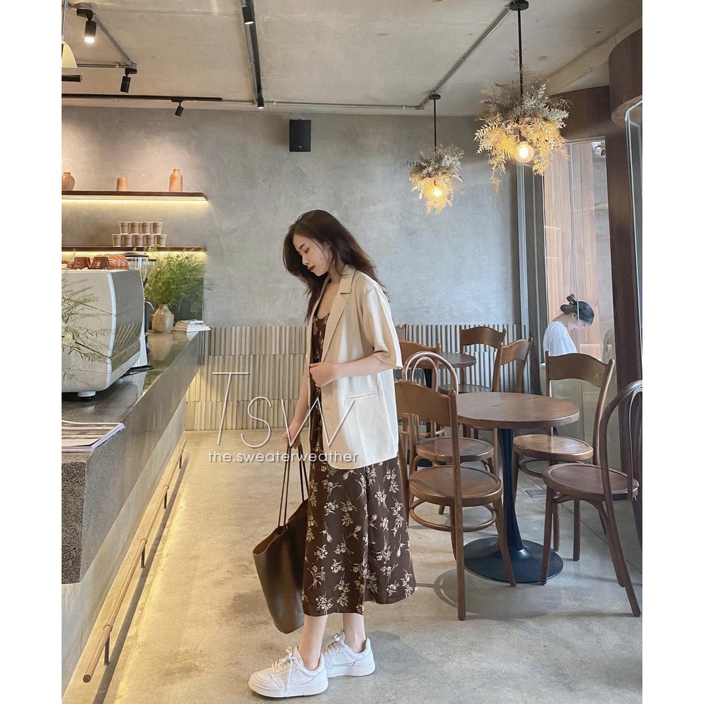 Áo Khoác Vest Nữ Suông Trơn Chất Đũi Cộc Tay 🌺 Áo blazer khoác ngoài tay lỡ form rộng vintage style korea Ulzzang 🌺