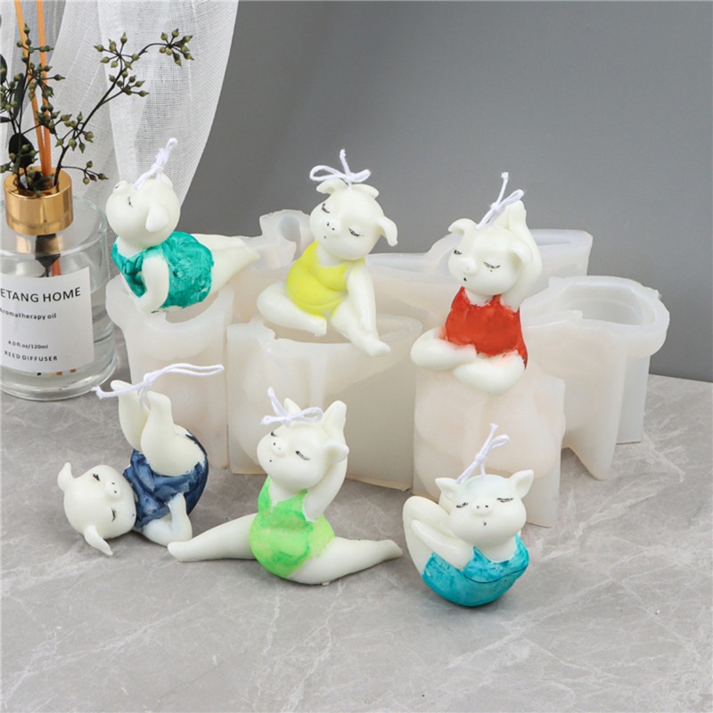 Khuôn Nhựa Hình Heo Tập Yoga Làm Trang Sức DIY