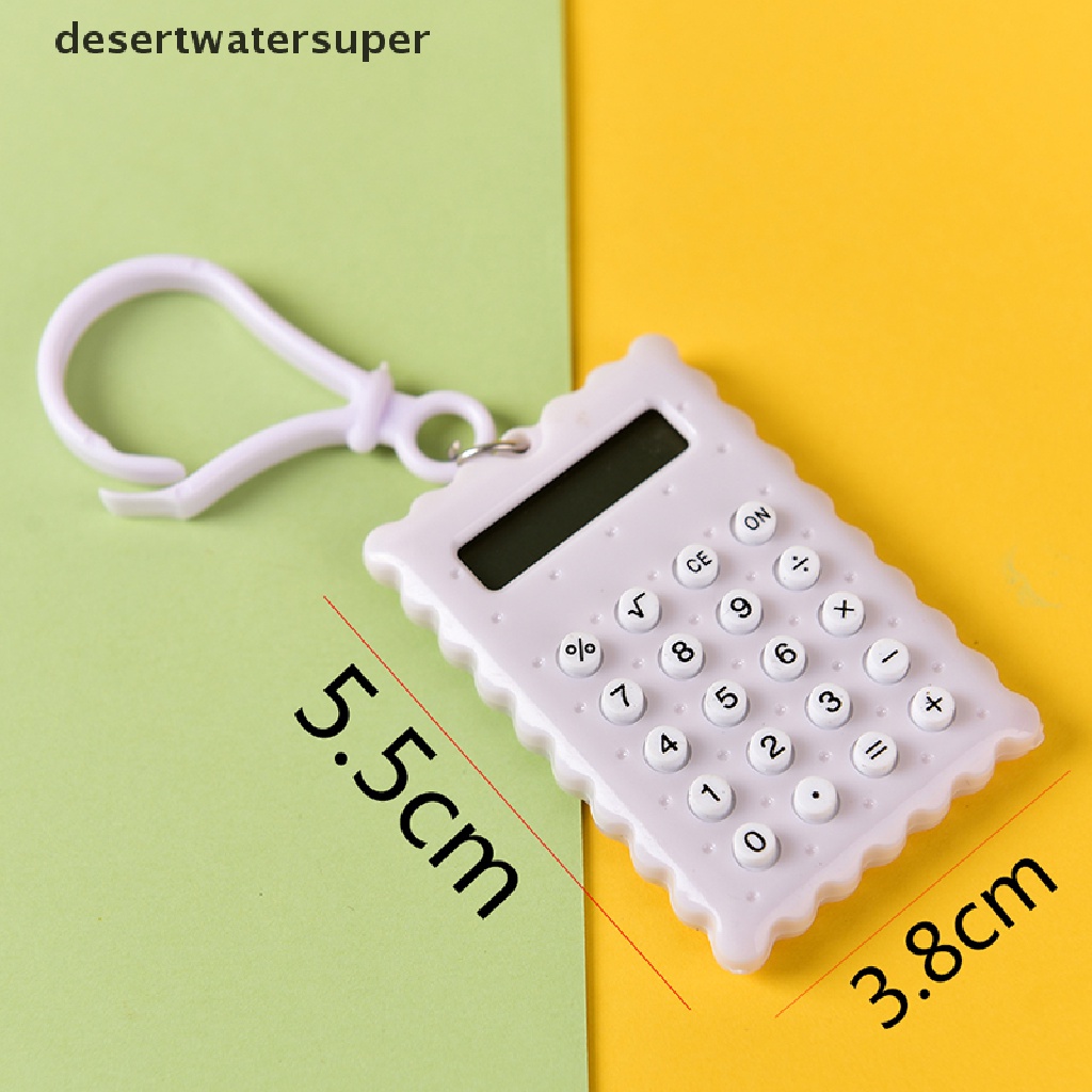 Máy tính mini vỏ nhựa 8 số có móc khóa màu sắc ngẫu nhiên