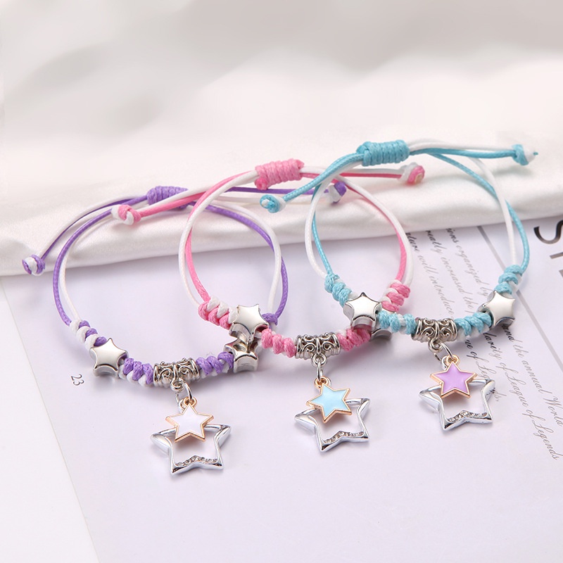 Vòng Tay Dây Bện Thủ Công Ba Người Màu Trơn Dễ Thương Thời Trang Hàn Quốc Cho Học Sinh