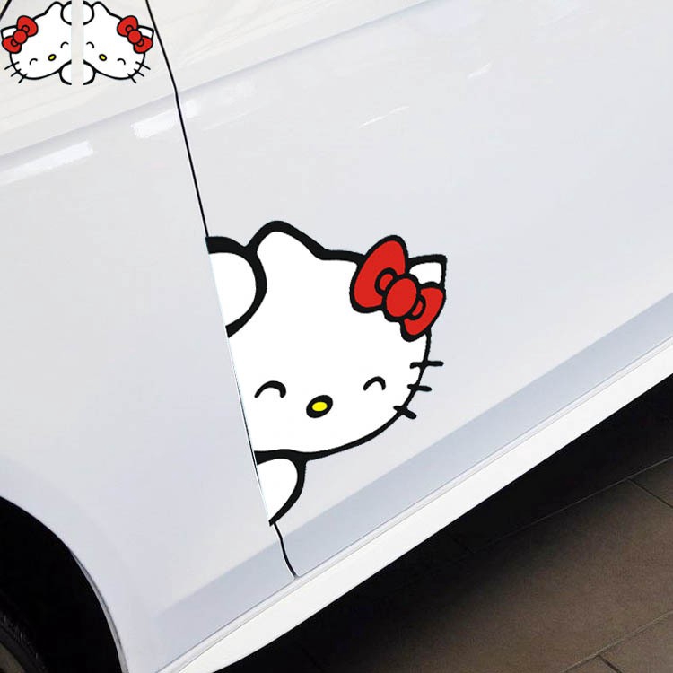 1 Cặp Sticker Hello Kitty Dán Trang Trí Xe Hơi