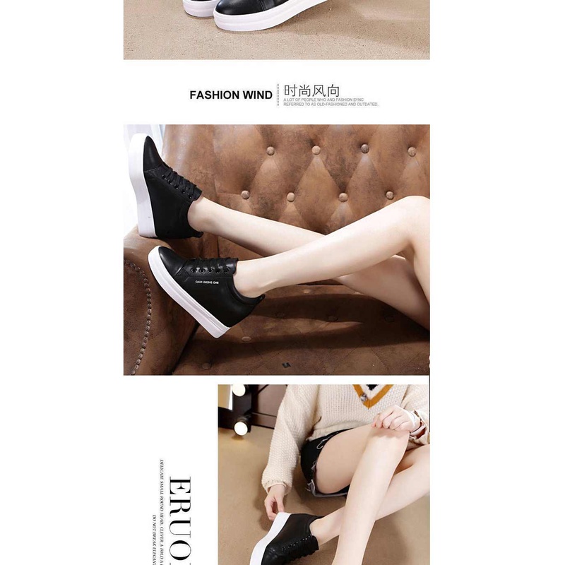 Giày thể thao đế dày tăng chiều cao màu trắng thiết kế mới thoáng khí thời trang mùa xuân dành cho nữ