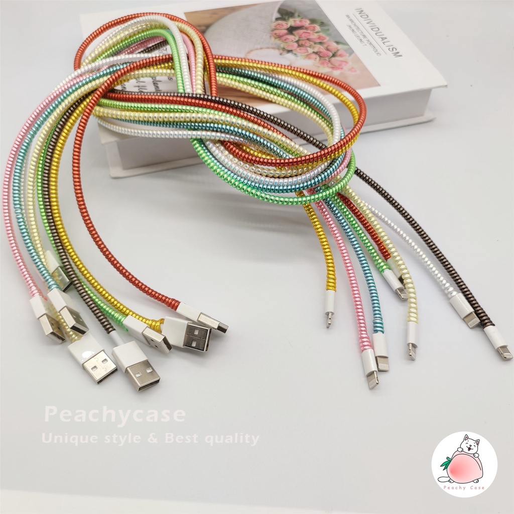 Vỏ Bọc Bảo Vệ Cáp Sạc USB Mạ Điện Cho iPhone Type-C Android iPad