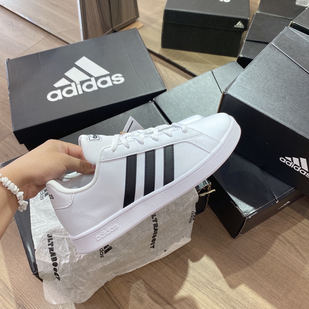 [CHÍNH HÃNG] Giày thể thao Sneaker Adidas Grand Court màu Trắng sọc Đen - Code: EF0103