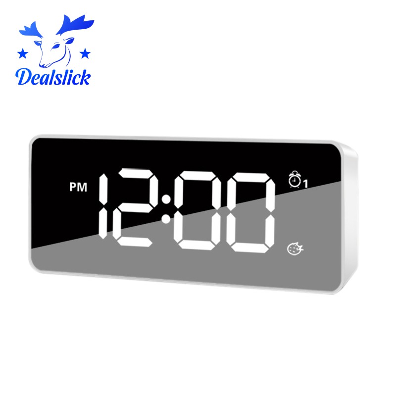 Mirror Led Charging Digital Alarm Clock Sound Control Backlight White