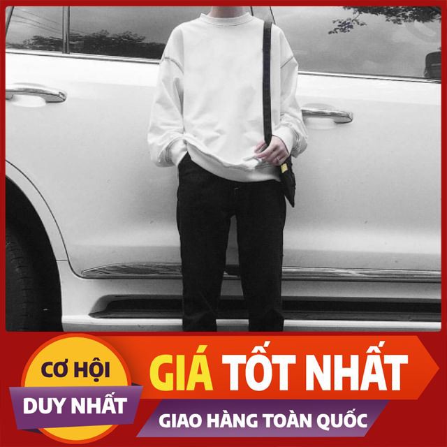 [SALE 50% OFF] ÁO SWEATER BASIC WHITE TRẮNG TRƠN UNISEX , Thời Trang Nam Nữ
