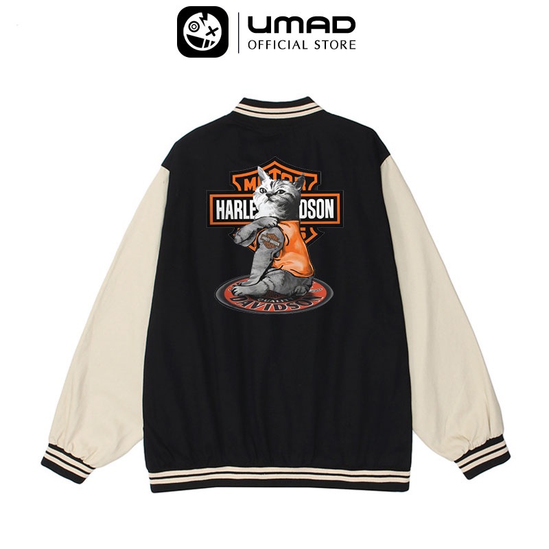 Áo khoác Bomber UMAD Unisex Racing Boy Biker HARLEY DAVIDSON tay dài vải nỉ cotton form rộng cool ngầu FULL BOX