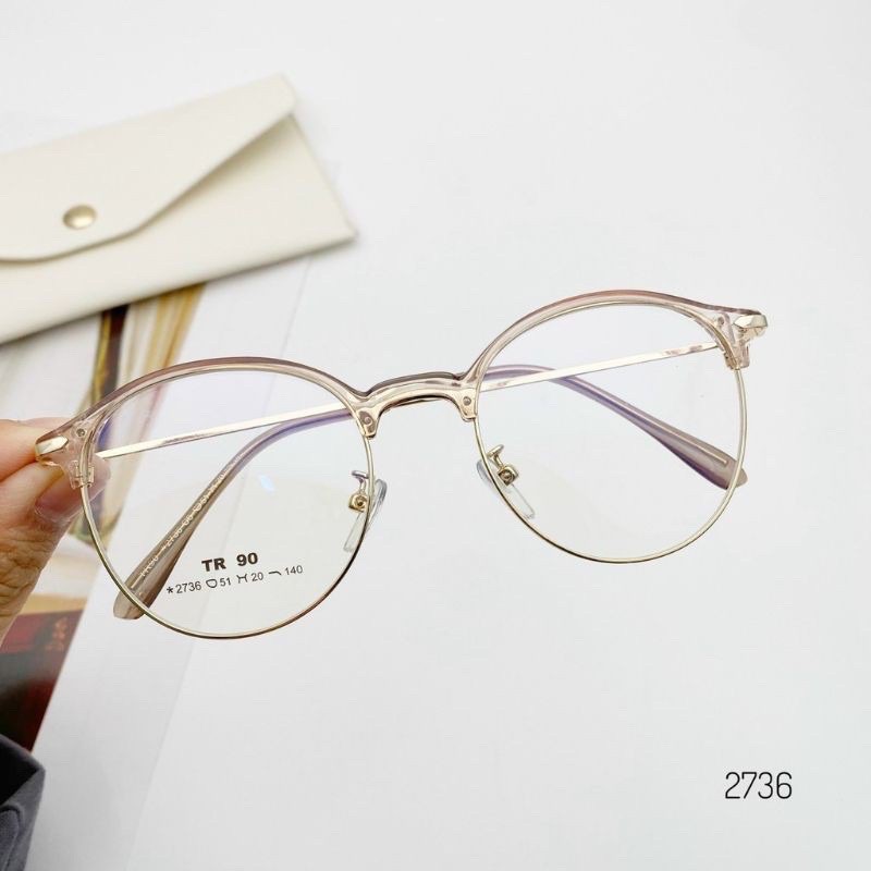 Gọng kính cận nam nữ HAINAMEYEWEAR mắt kính tròn gọng kính kim loại 2736