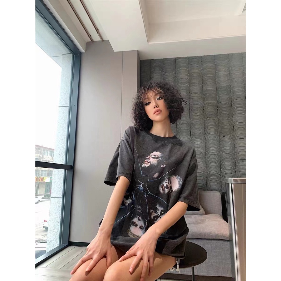 RAMMSTEIN German chariot retro old character head print short-sleeved high street loose casual couple with the same T-shirt