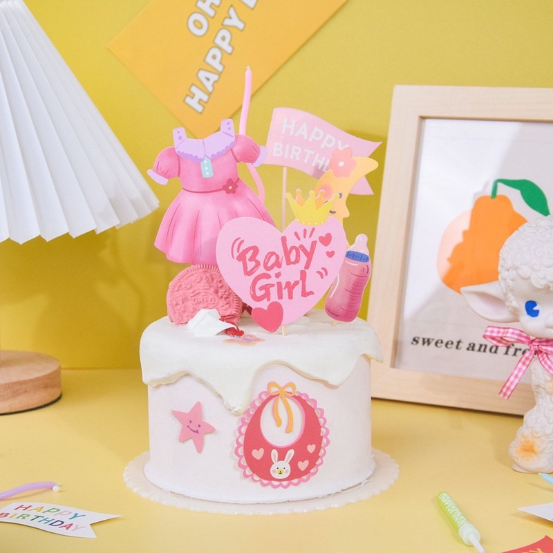 set trang trí bánh sinh nhật baby/ trang trí bánh kem