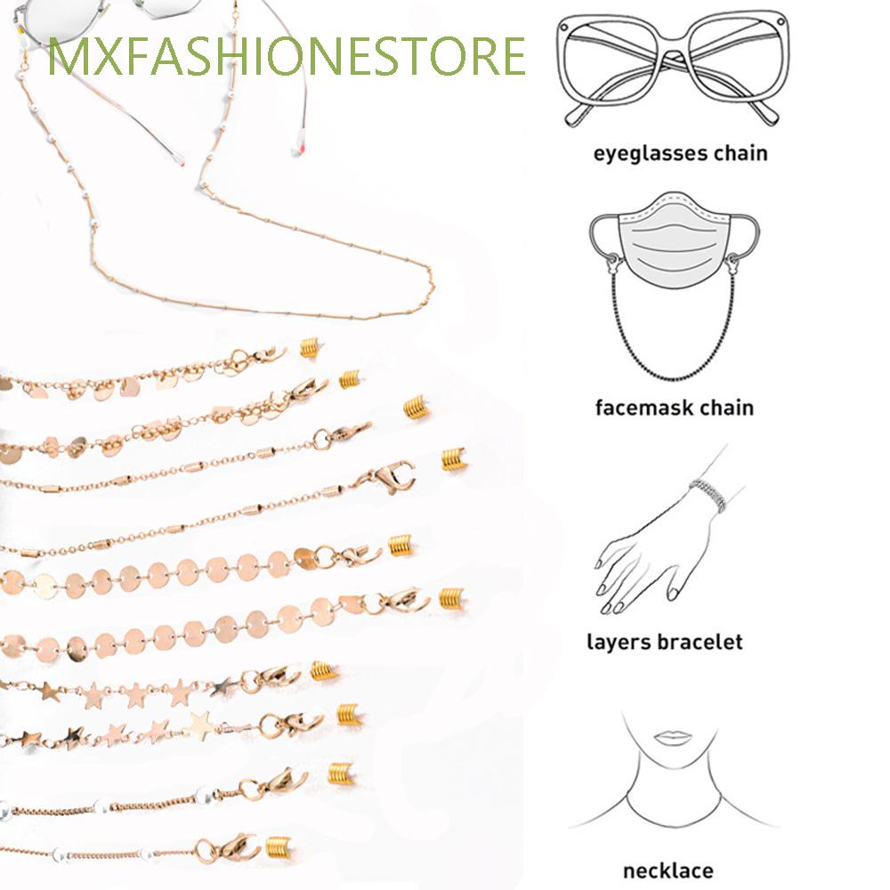 MXFASHIONESTORE Fashion Reading Glasses Chain Eyewear Jewelry Glasses Clips Face Mask Necklace Anti-lost Neck Straps Metal Beads Sunglasses Cords For...