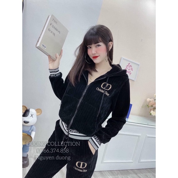 BỘ NHUNG NỮ THÊU D1O _HÀNG DÀY _CHẤT NHUNG KÉP_size dưới 60kg