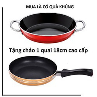 [COMBO TIỆN DỤNG] Chảo 2 quai 22cm và chảo 1 quai 18cm chống dính tiện ích