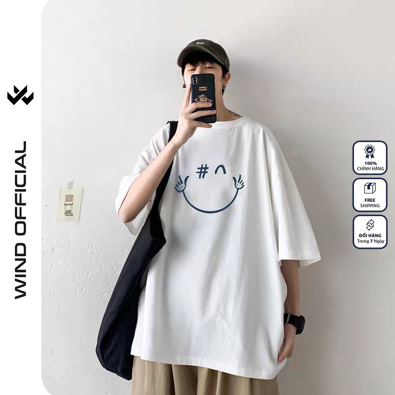 Áo thun tay lỡ unisex form rộng Chào Mặt Cười nam nữ phong cách ulzzang Wind | BigBuy360 - bigbuy360.vn