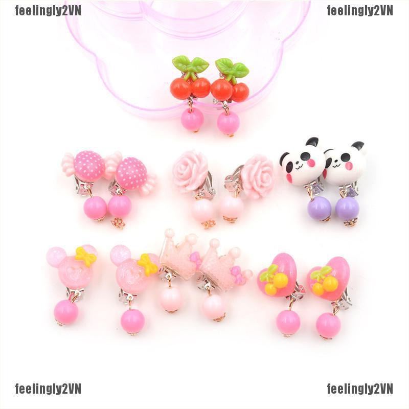 ❤Mặt Trời❤ Hộp 7 Đôi Bông Tai Họa Tiết Dễ Thương Cho Nữ