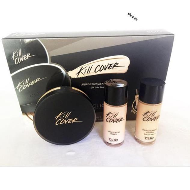 PC95 🇰🇷 SET MAKE UP Che khuyết điểm thần thánh Clio Kill Cover Liquid Founwear Cushion