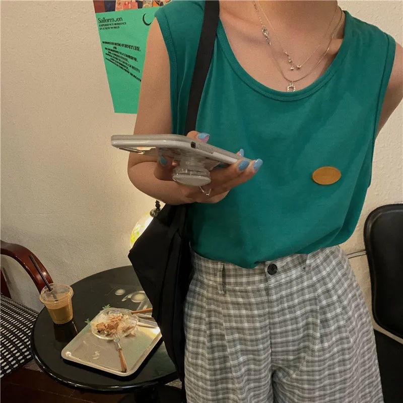 COZOK Áo Không Tay Dáng Rộng Phong Cách retro Hàn Quốc Dễ Phối Đồ