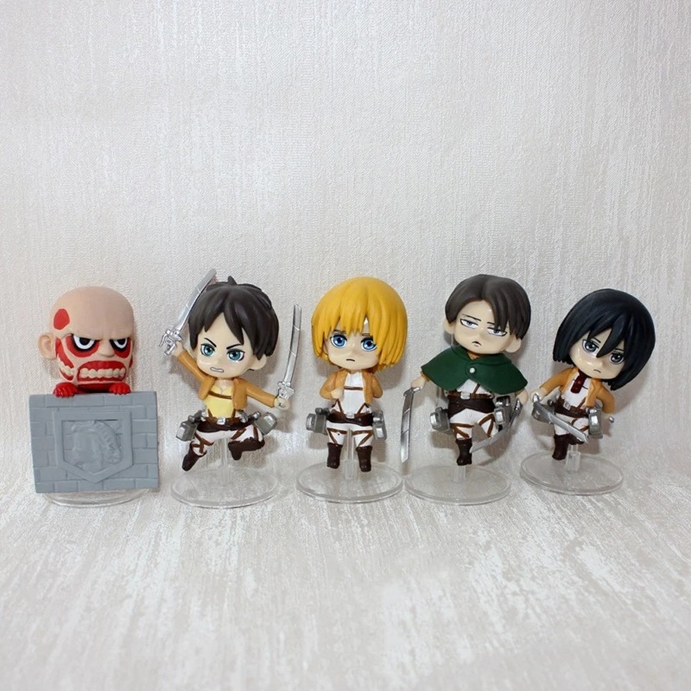 JENIFERDZ Kids Doll Attack on Titan Cute Mini Figure Toys Action Figure Anime Figures Dolls Armin PVC Rivaille for Gift Eren