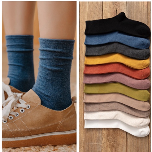 Vớ Cotton Cổ Cao Màu Sắc Xinh Xắn Thời Trang Cho Nữ