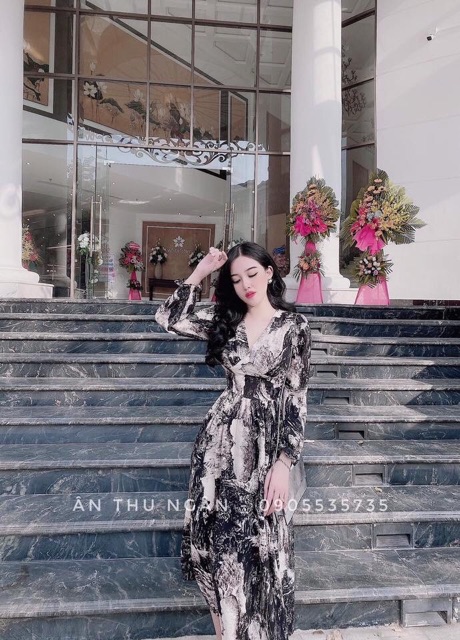 ĐẦM SOMI HOẠ TIẾT VÂN ĐÁ #165k