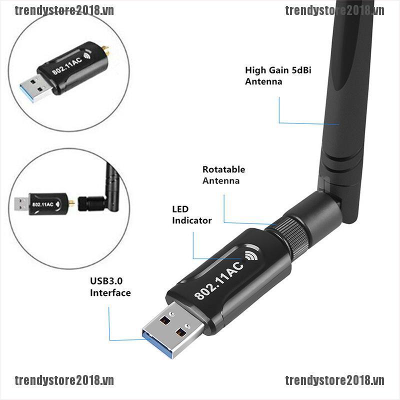 Usb Wifi 1200mbps 2.4g / 5g Antenna 802.11ac | BigBuy360 - bigbuy360.vn