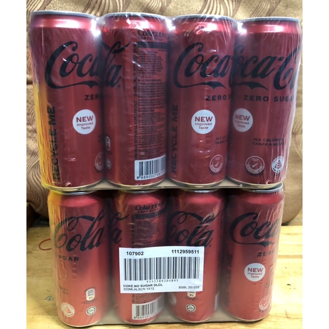 Lốc 12 lon Coca Cola Zero Sugar 330ml - Singapore