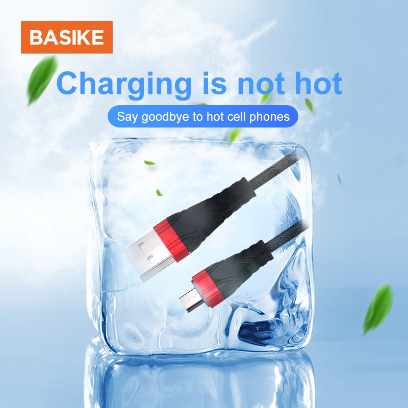 Dây Cáp Sạc Nhanh BASIKE 2.1A Cho Cổng Điện Thoại Micro/ Lightning USB Dài 1m