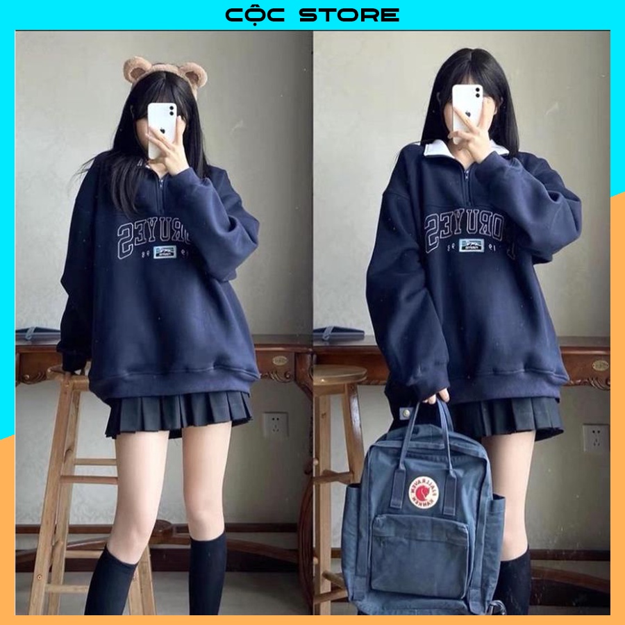 Áo Nỉ Zip Foruyfs PEONYB Nữ [FREESHIP] 🌸 Sweater cao cổ dài tay bồng, thun hoodie form rộng cá tính Ulzzang 🌸 | BigBuy360 - bigbuy360.vn