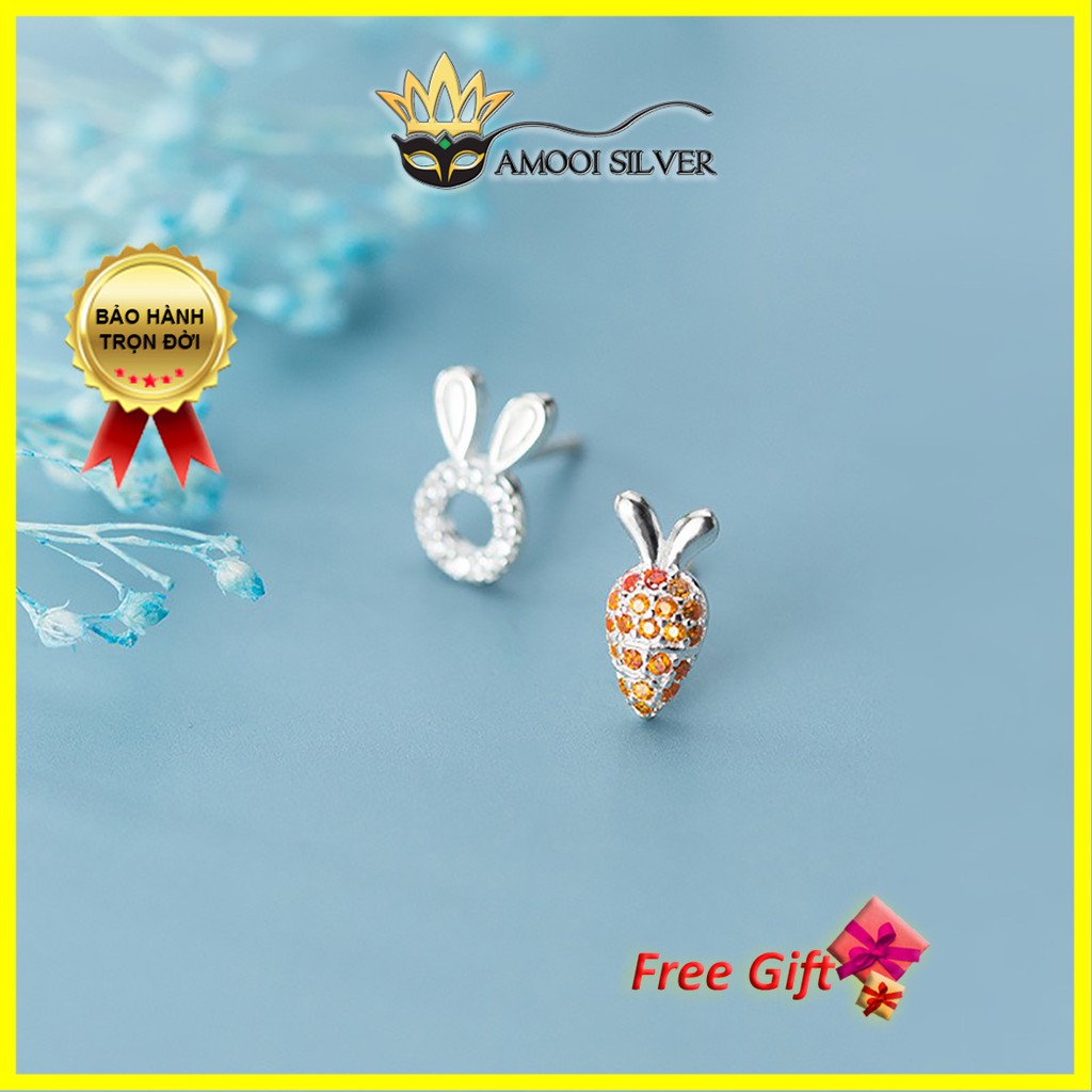Bông tai bạc S925 thỏ carrot - Amooi Silver AB193