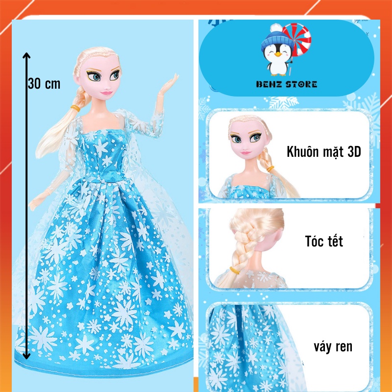 Búp bê elsa đồ chơi cho bé gái đủ phụ kiện váy túi quyền trượng đáng yêu BENZ STORE TN BB03
