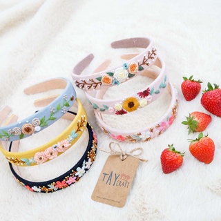 Bờm tóc linen handmade, băng đô tóc thêu tay thủ công bản 2.5cm